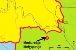 Map of Međurečje enclave, part of the municipality of Rudo, Republika Srpska (BIH)