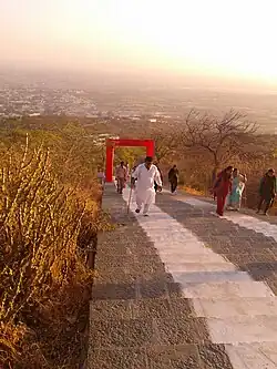 Pilgrims climbing the stairs of Shatrunjaya Maha Tirth