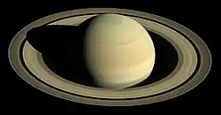 Image of Saturn that emphasizes the rings