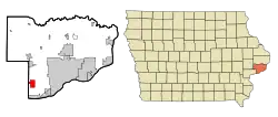 Location of Blue Grass, Iowa