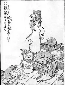 Tesso (ja:鉄鼠). Sekien's comments: Raigō became a plague of rats, and went into the world.