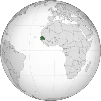 Location of Senegal (dark green)