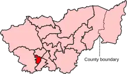 Map showing the location of the Sheffield Central constituency in South Yorkshire under the boundaries created by the 2023 boundary review and first used at the 2024 general election.