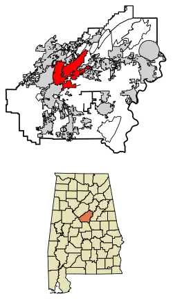 Location of Pelham in Shelby County, Alabama