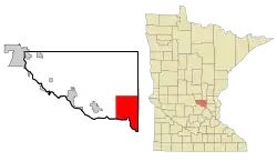 Location of the City of Elk River within Sherburne County, Minnesota