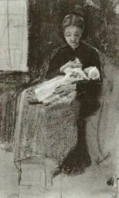 Sien Nursing Baby, watercolor and chalk 1882 Private collection (F1068)