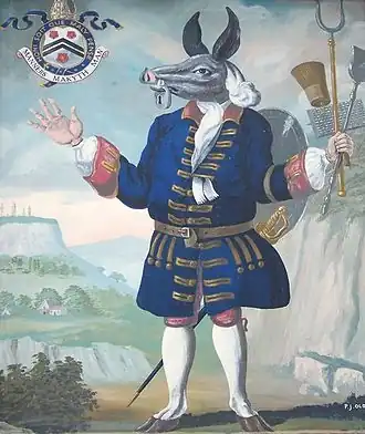 Inn sign at The Trusty Servant Inn, Minstead, Hampshire, painted by P J Oldreive