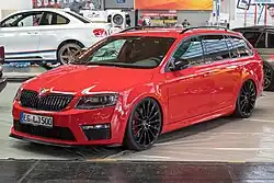 A red 2018 Škoda Octavia
