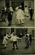 Children engage in social dancing and singing games, 1920.