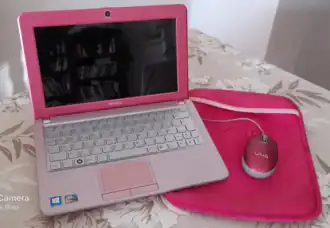 Sony Vaio W netbook computer with mouse in pink