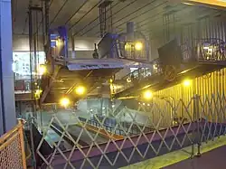 A loading bridge in a ferry slip