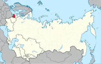 Location of annexed Lithuania (red) within the Soviet Union