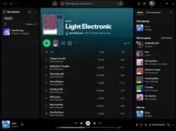 It is showing an album from Kevin MacLeod, and also the playlist queue, as the playlist queue is no longer fullscreen when opened. It's now a sidebar.