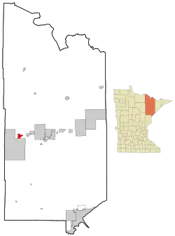 Location of the city of Chisholm within St. Louis County, Minnesota