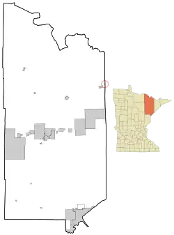Location of the city of Winton within Saint Louis County, Minnesota