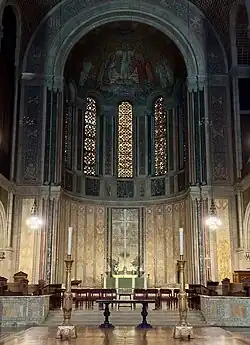 The central altar, the choir, and the high altar in the chancel