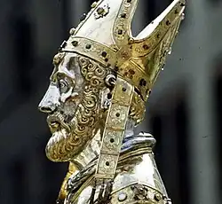 Image 18Saint Servatius, bishop of Tongeren and one of the first known Christian figures in the region. 16th century reliquary. (from History of Belgium)