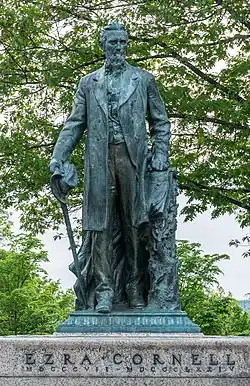 Statue of Ezra Cornell (1919), campus of Cornell University[7]