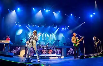 Styx in 2017. L-R: Lawrence Gowan, Ricky Phillips, Todd Sucherman, James "JY" Young, and Tommy Shaw