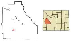 Location of Marbleton in Sublette County, Wyoming.