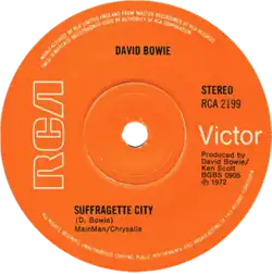 The B-side LP label of David Bowie's single "Suffragette City"