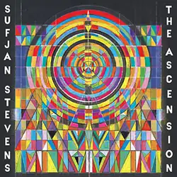 An elaborate and colorful pattern like a stained glass window making a circle in the center and top of the image with the album title and artist name running along the side in white text on black bands