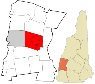 Location in Sullivan County and the state of New Hampshire
