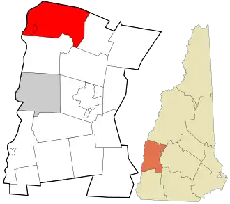 Location in Sullivan County and the state of New Hampshire.