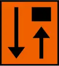 Temporary sign, Lane merges with oncoming traffic