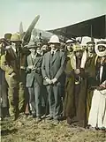 The Emir with Sir Herbert Samuel (centre) and T. E. Lawrence (left), Amman Airfield, 1921r