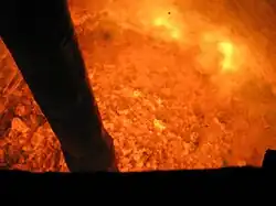 Modern TLS furnace used in copper smelting during heat up.