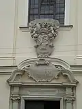 Detail of the portal of the Church of the Holy Trinity (Trnava), Bishop Ján Okolicsányi