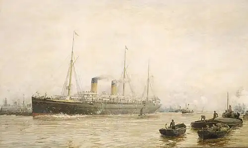 Illustration of Teutonic leaving Liverpool