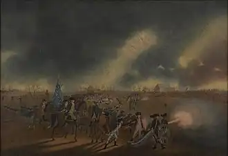 James Peale's The Battle of Princeton. background left can be seen Mercer beside his white horse