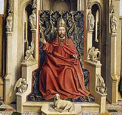 God with the lamb before Him