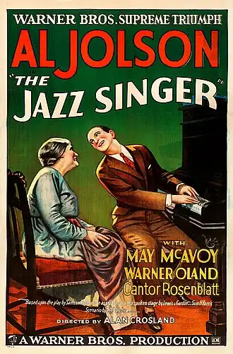 Image 6The Jazz Singer (1927), was the first full-length film with synchronized sound. (from History of film technology)