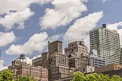 View of the New Yorker and other large buildings from Chelsea, Manhattan. The New Yorker is roughly at the center.