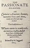 Revised title page of The Passionate Pilgrim O3 (1612)