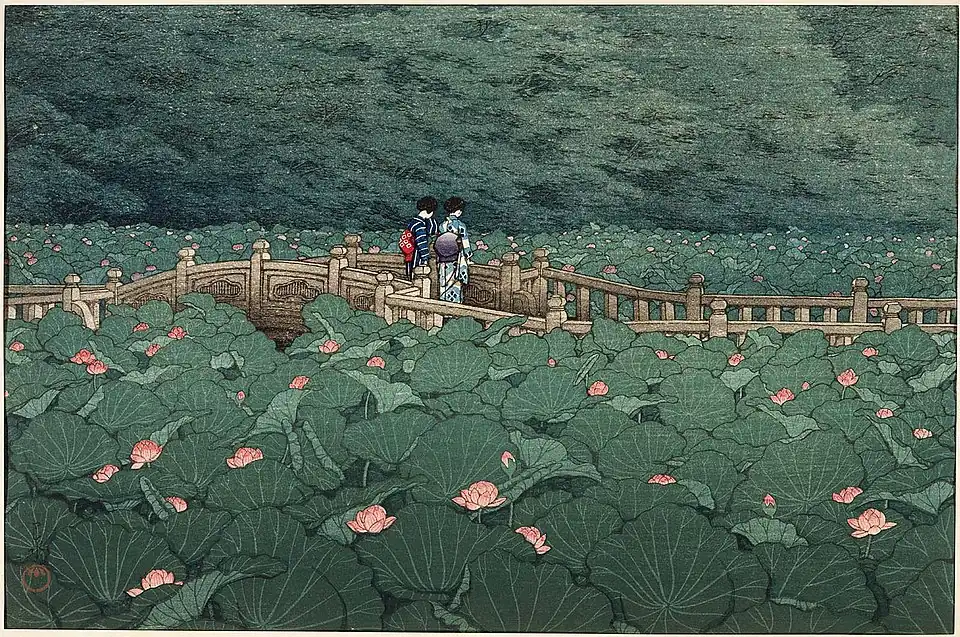 Pond at Benten Shrine in Shiba, 1929