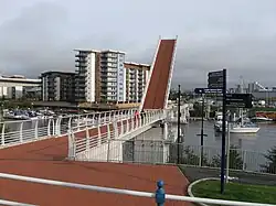 Pont y Werin footbridge spanning the River Ely