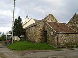 Stepped sides of buildings in Hart Village
