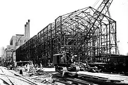 A mass of steel trusses