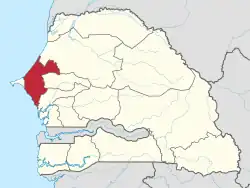 Location of Thiès in Senegal