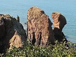The "Three Sisters" sea stacks at Eatonville