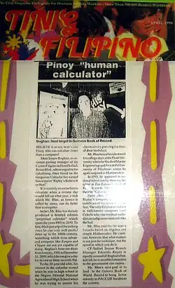 Pinoy human calculator, Tinig Pilipino, April 1998.
