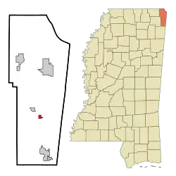 Location of Tishomingo, Mississippi