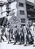 Yugoslav delegation led by Josip Broz Tito, on "Ivo Lola Ribar" street.