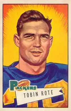 Rote's Bowman trading card showing a stylized portrait of him