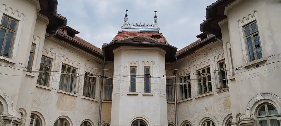 Town Hall of Urlați in 2024, rear side.