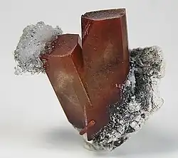 Red topaz from Tepetate, Municipio de Villa de Arriaga, San Luis Potosí, Mexico